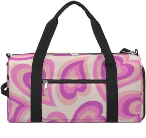 Travel Duffel Bag Hippie Retro Style Valentine's Day with Shoe Compartment and Wet Pocket for Gym