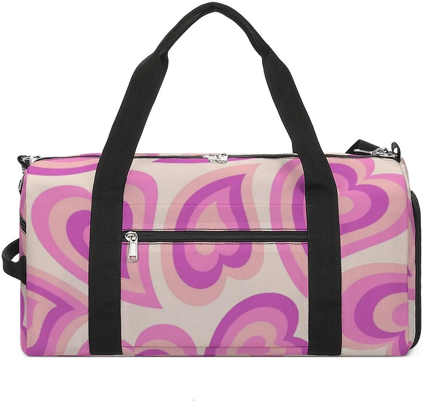 Travel Duffel Bag Hippie Retro Style Valentine's Day with Shoe Compartment and Wet Pocket for Gym