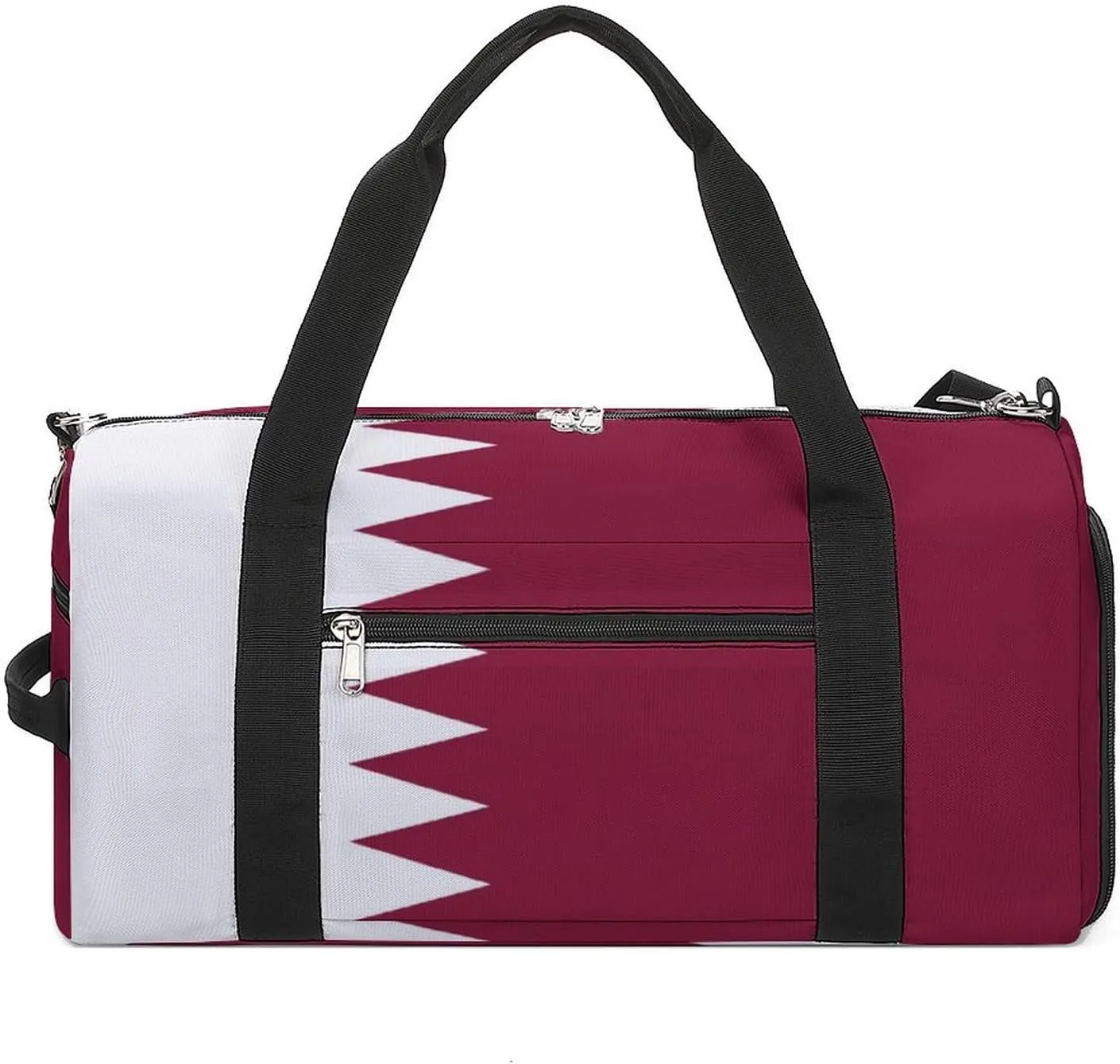 Travel Duffel with Qatar Flag for Boys Girls Waterproof Shoe Compartment