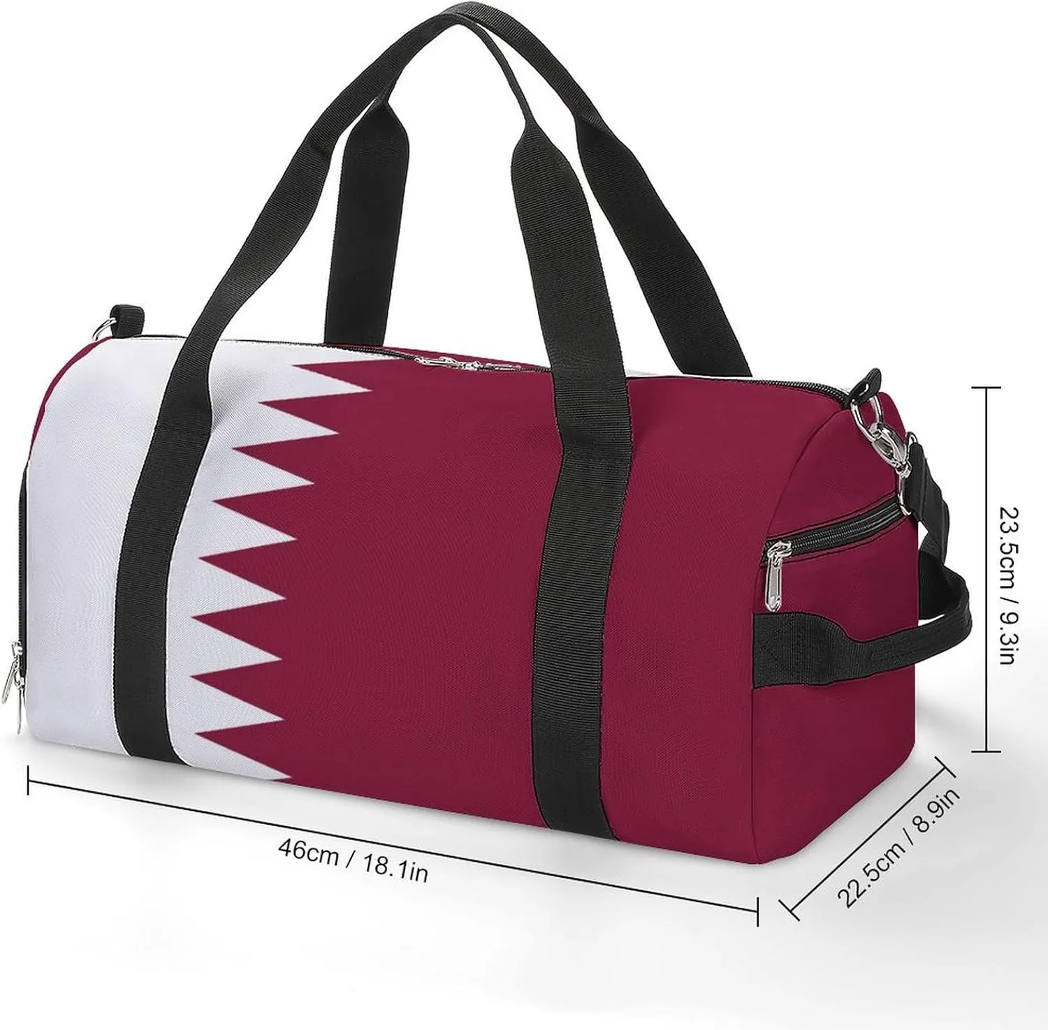 Travel Duffel with Qatar Flag for Boys Girls Waterproof Shoe Compartment