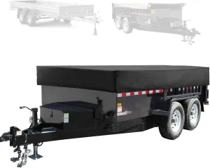 Utility Trailer Cover(no ramp gate),Waterproof Windproof Heavy Duty Black Dump Trailer Cover,420D Dust and UV Protection (Black,7 * 14)