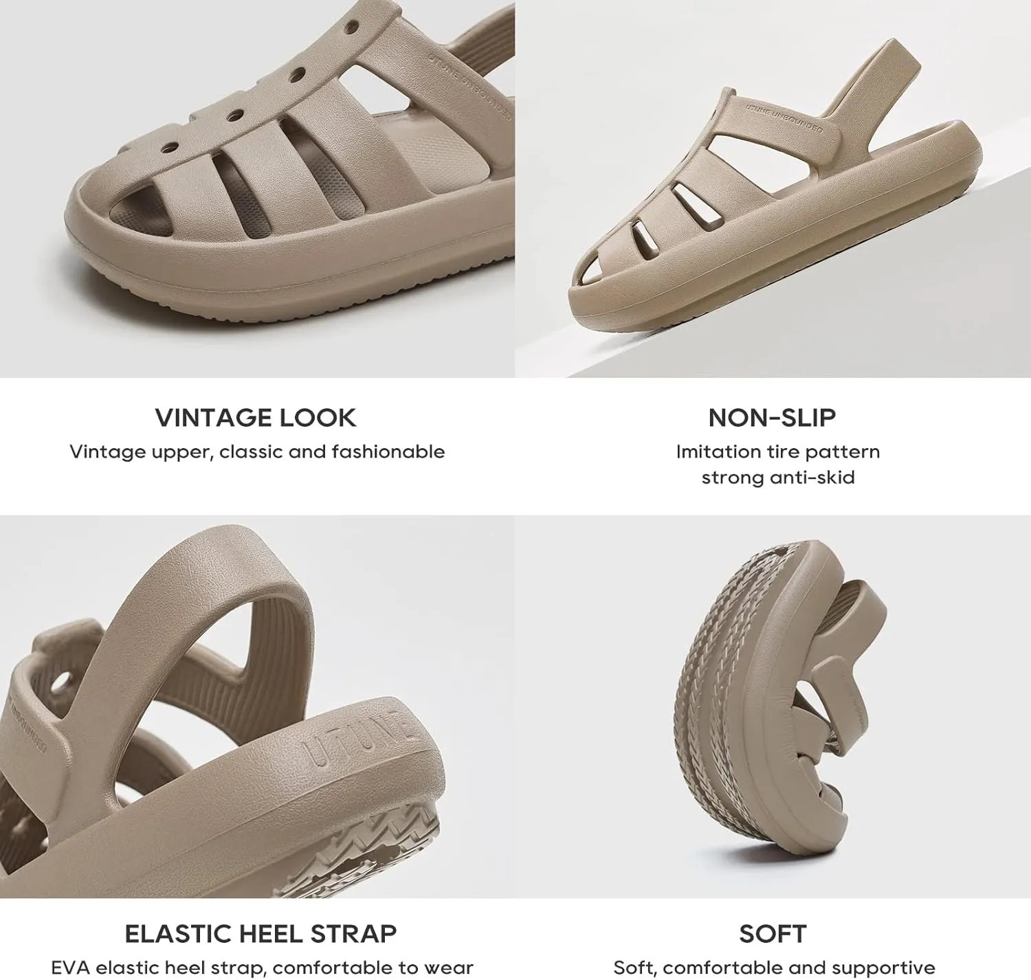 utune Sandals For Women,Casual Open Toe Cloud Slide Sandals Soft Thick Sole Non-Slip Indoor Outdoor Summer Sandal