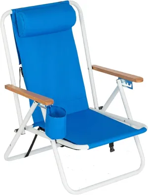 Vasitelan Outdoor Folding Beach Chairs for Adults,Compact Portable Folding Camping Chair with Backpack Straps, Support to 265LBS (Blue)