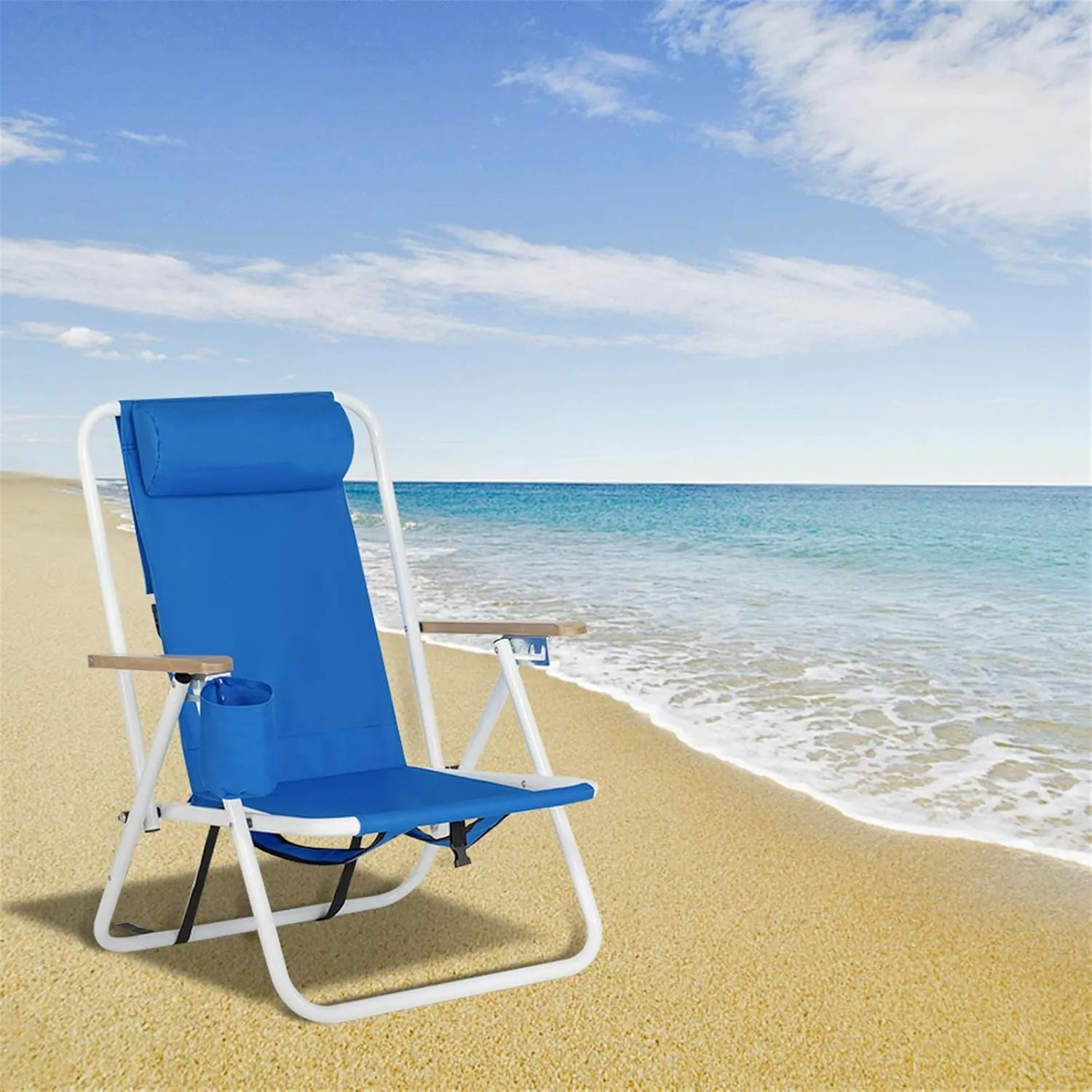 Vasitelan Outdoor Folding Beach Chairs for Adults,Compact Portable Folding Camping Chair with Backpack Straps, Support to 265LBS (Blue)