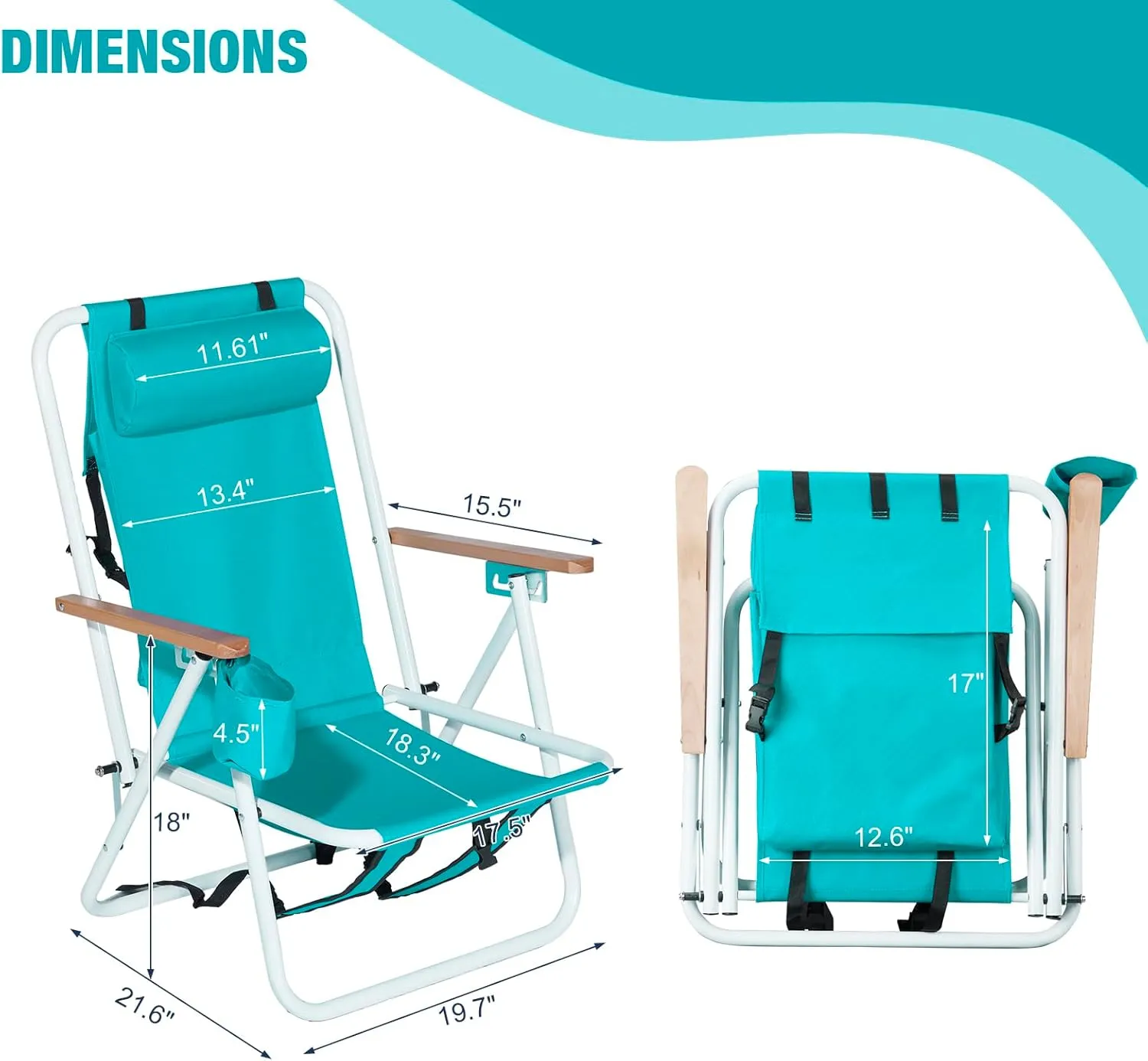 Vasitelan Outdoor Folding Beach Chairs for Adults,Compact Portable Folding Camping Chair with Backpack Straps, Support to 265LBS (Green)