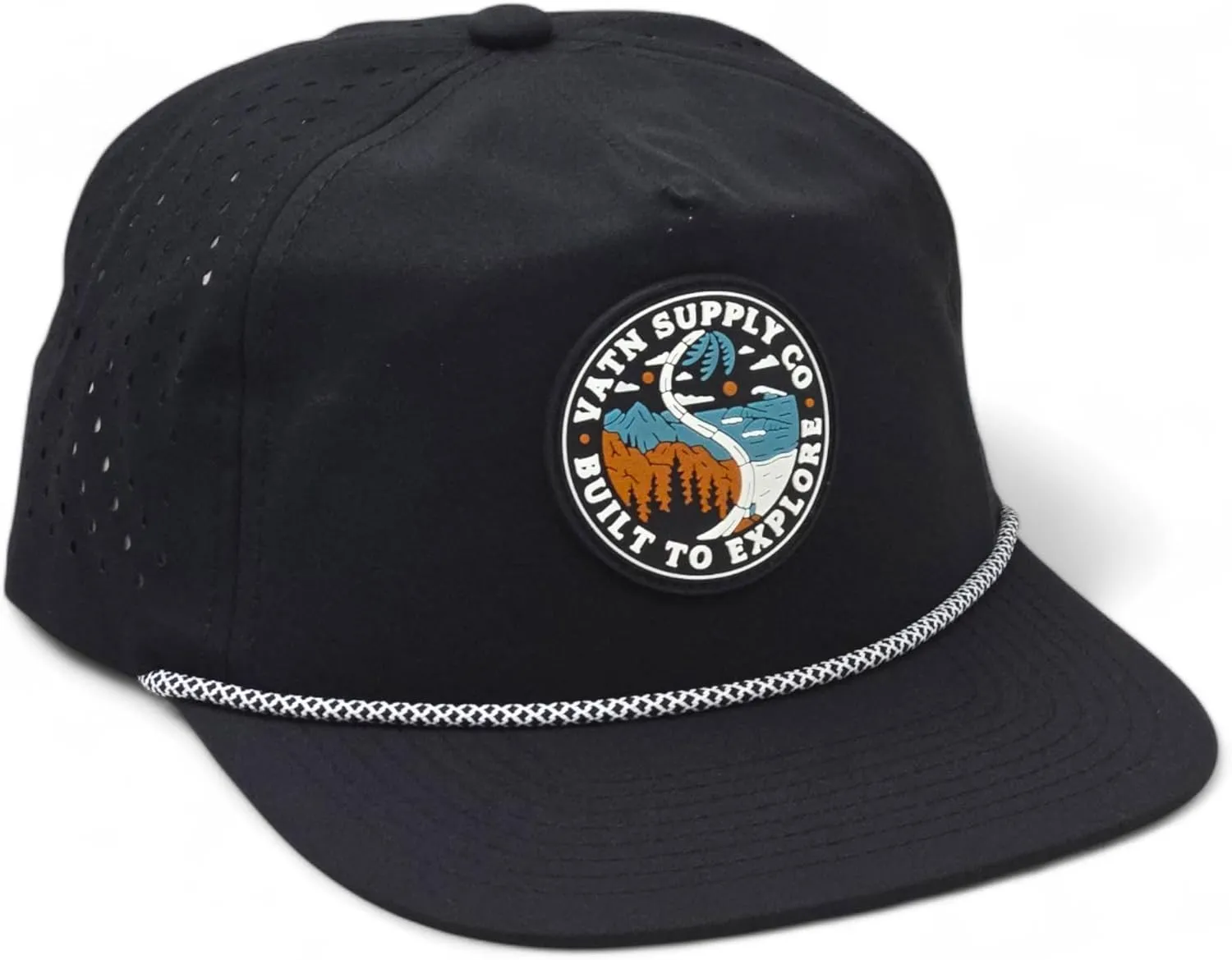 VATN Rope Hat, Performance Water-Resistant Flat Brim Snapback Hat, Unstructured Baseball Cap Men & Women Golf Gym Hike & Surf