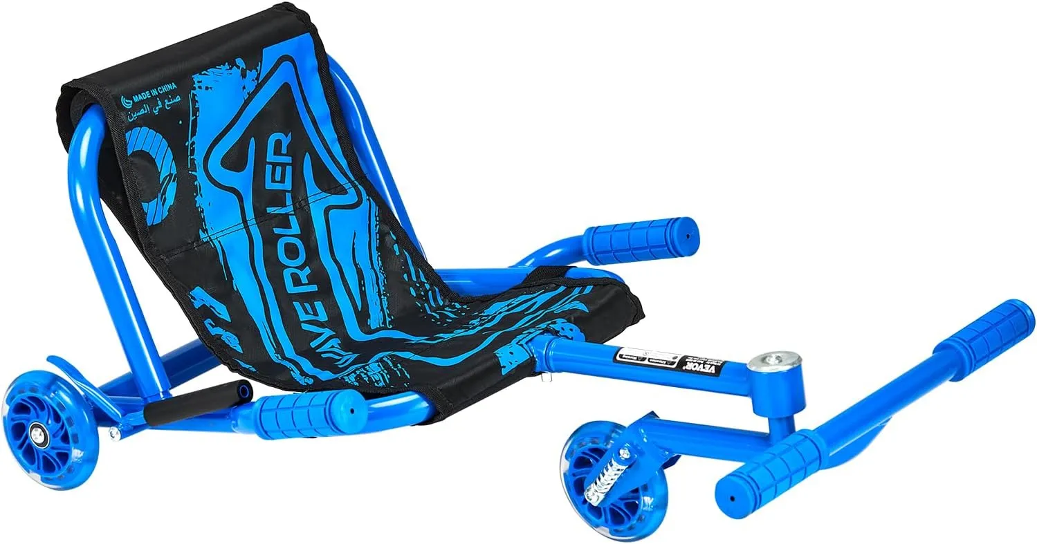 VEVOR Ride-on Scooter, 132 lbs Load Capacity, Swing Side-to-Side for Amazing Ride, Powered by Zig-Zag Motion, Drifts on Any Hard Surface, Ages 4 , Blue