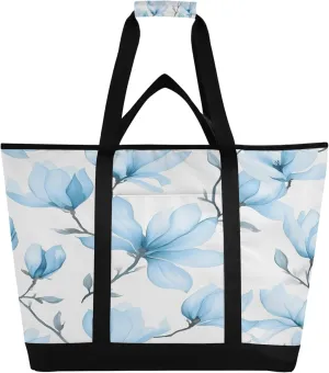 Watercolor Floral Reusable Insulated Cooler Bag with Ice Pack Compartment - Large 230L Waterproof Thermal Grocery Tote for Picnic Beach Camping Lunch Storage