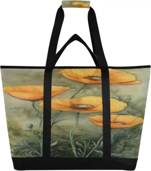 Wildflower Reusable Insulated Cooler Bag with Ice Pack Compartment - Large 256L Waterproof Thermal Grocery Tote for Picnic Beach Camping Lunch Storage