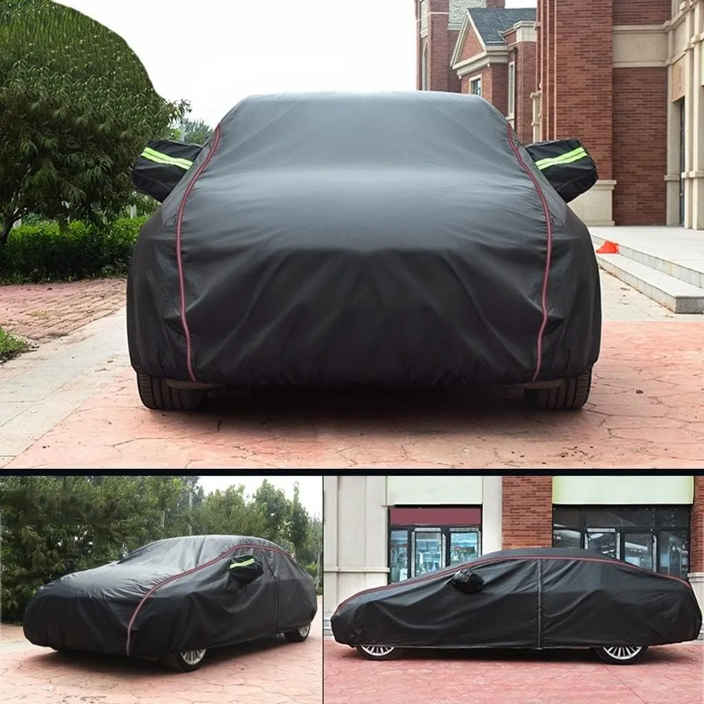 WOLWES Car Cover are Suitable for Alpina D4 All-Weather Windproof, Snowproof, Rainproof, UV-Protected and Breathable All-Season Universal with Side Door Zip Oxford Cloth Car Cover (Color : Black)