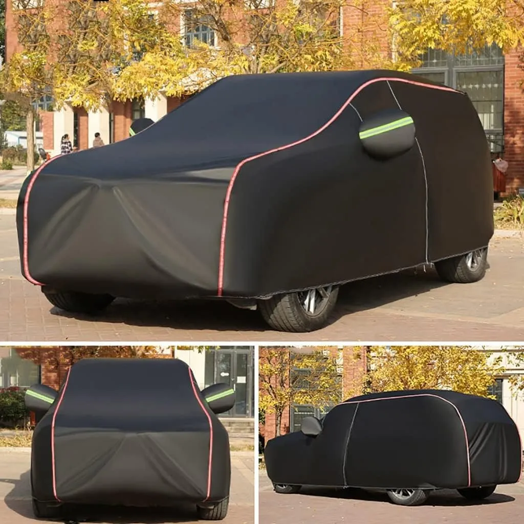 WOLWES Car Cover are Suitable for Kia Ceed SW All-Weather Windproof, Snowproof, Rainproof, UV-Protected and Breathable All-Season Universal with Side Door Zip Oxford Cloth Car Cover (Color : Black)