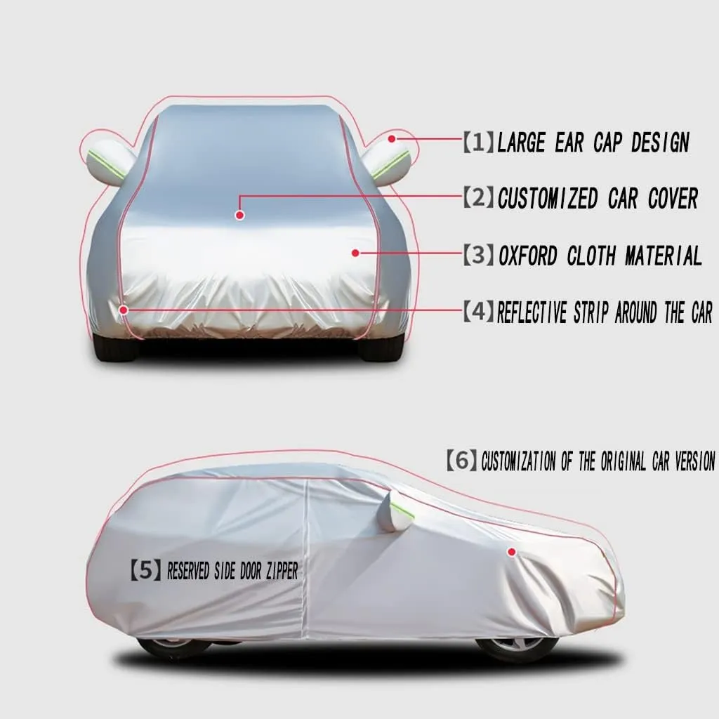 WOLWES Car Cover are Suitable for Mazda CX-60 All-Weather Windproof, Snowproof, Rainproof, UV-Protected and Breathable All-Season Universal with Side Door Zip Oxford Cloth Car Cover (Color : Black,