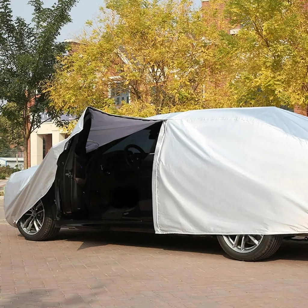 WOLWES Car Cover are Suitable for Mazda CX-60 All-Weather Windproof, Snowproof, Rainproof, UV-Protected and Breathable All-Season Universal with Side Door Zip Oxford Cloth Car Cover (Color : Black,