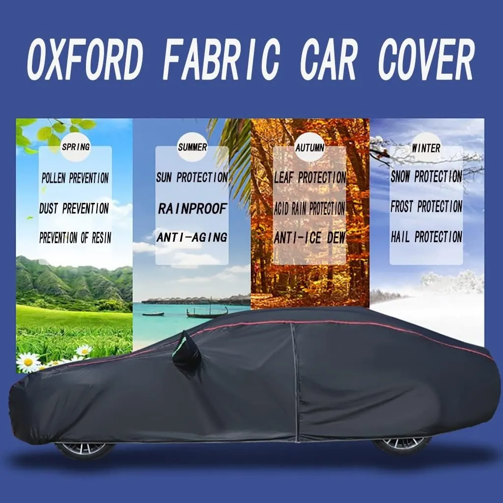 WOLWES Car Cover are Suitable for Mazda CX-60 All-Weather Windproof, Snowproof, Rainproof, UV-Protected and Breathable All-Season Universal with Side Door Zip Oxford Cloth Car Cover (Color : Black,