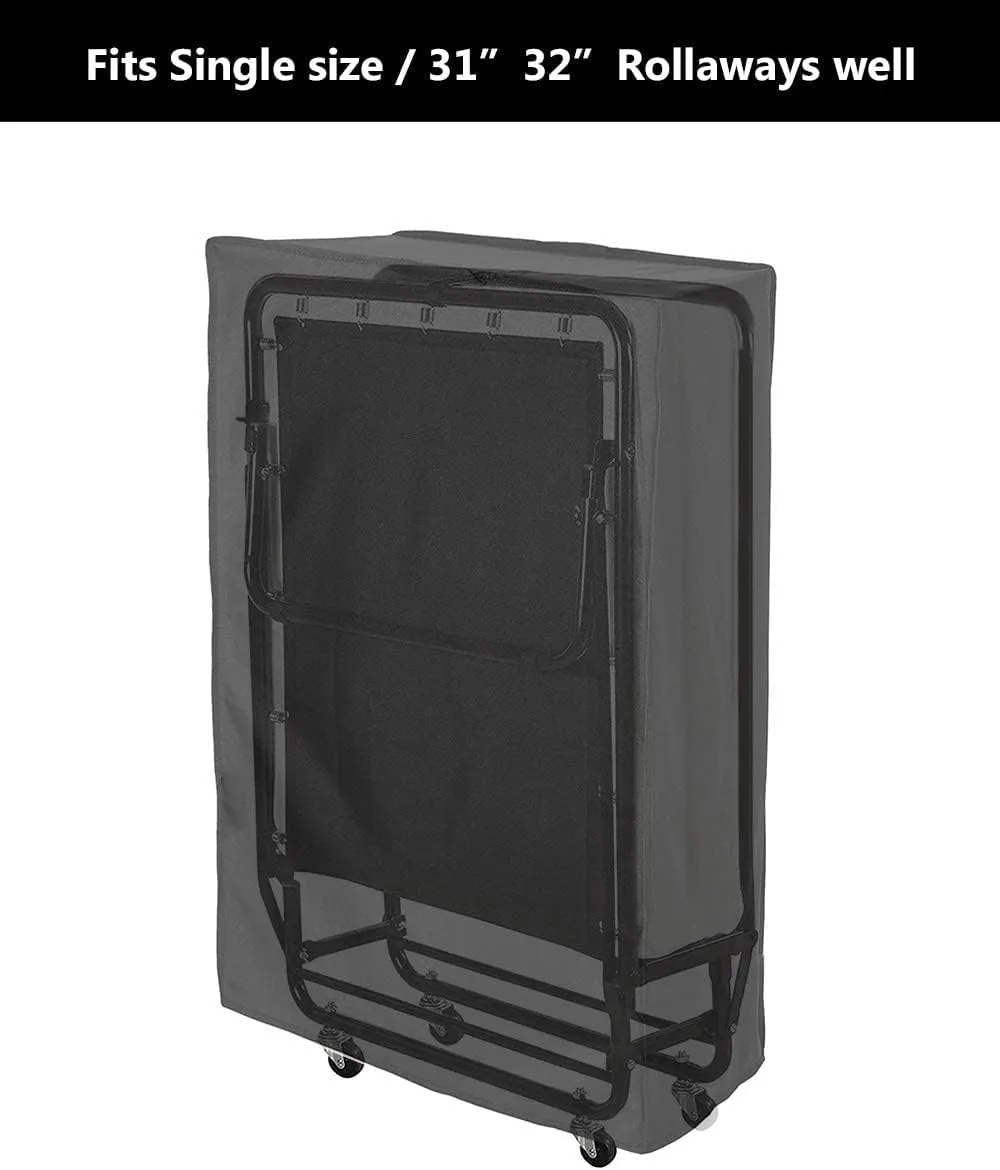 WOMACO Universal Rollaway Bed Cover, Folding Storage Cover Protector (Black, Single / 31 Inch)