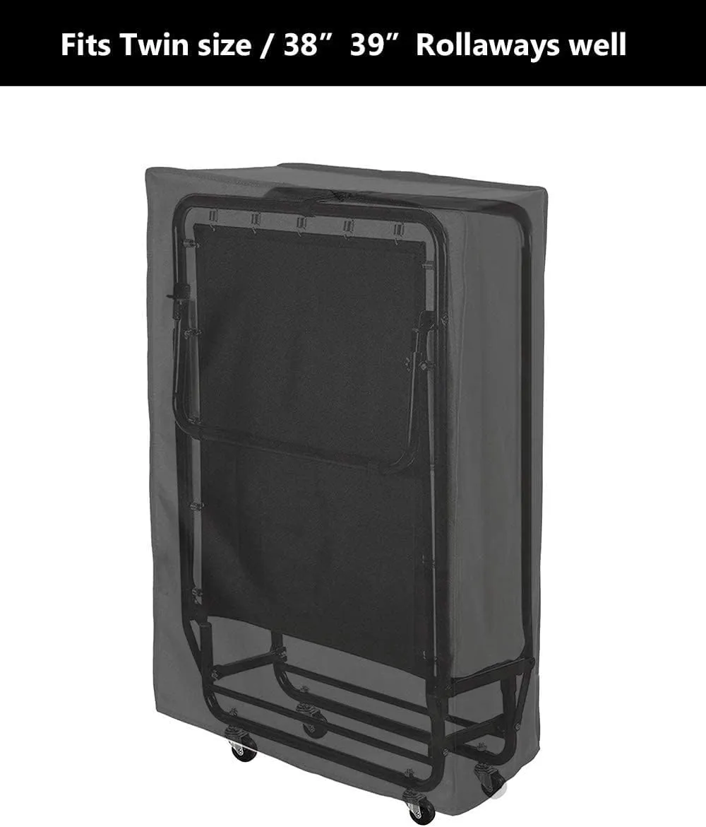 WOMACO Universal Rollaway Bed Cover, Folding Storage Cover Protector (Black, Twin / 38 Inch)