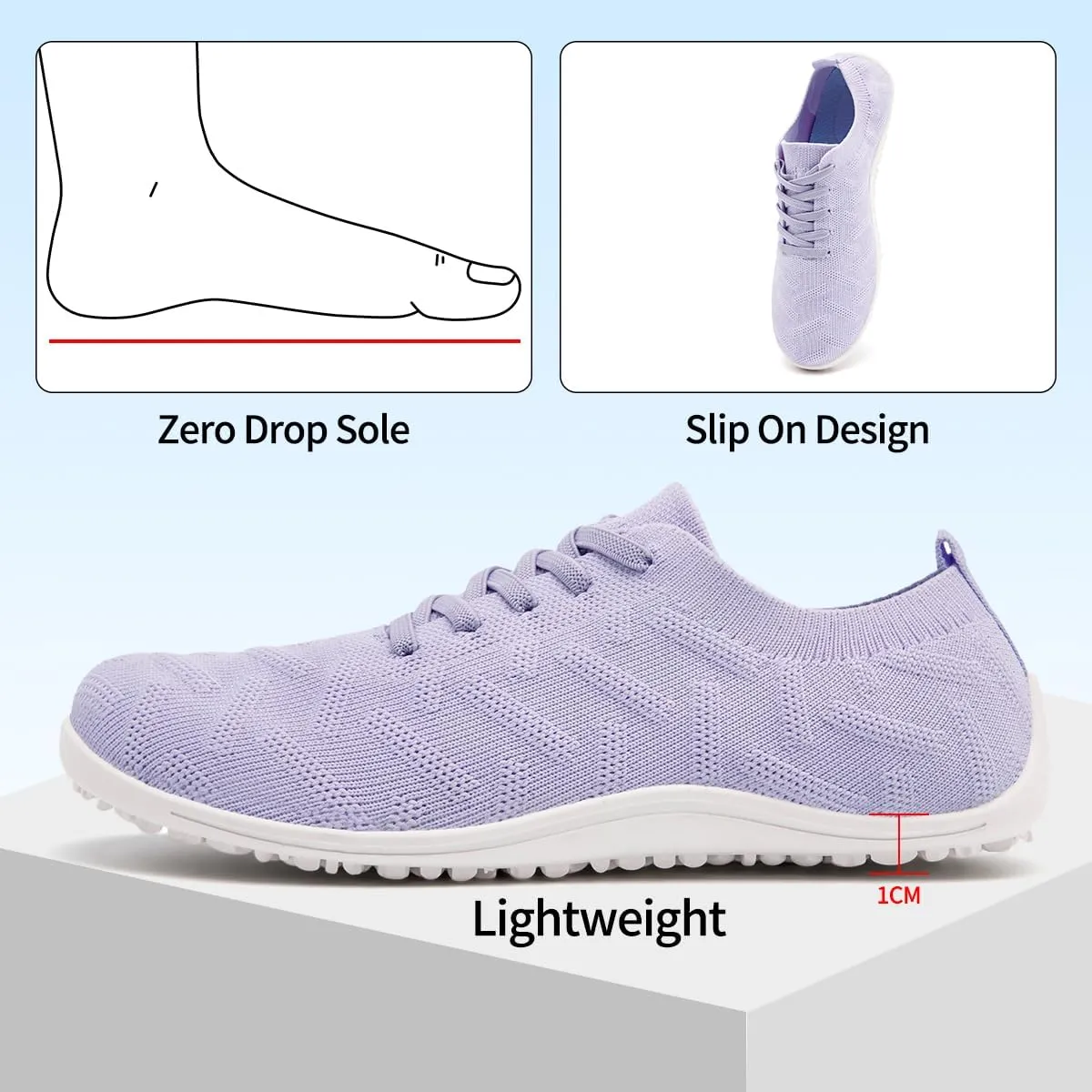 Women Barefoot Shoes Slip-On Lightweight Minimalist Walking Shoes for Travel Hiking Casual Wear Daily Use Zero Drop Thin Sole Soft Breathable Upper