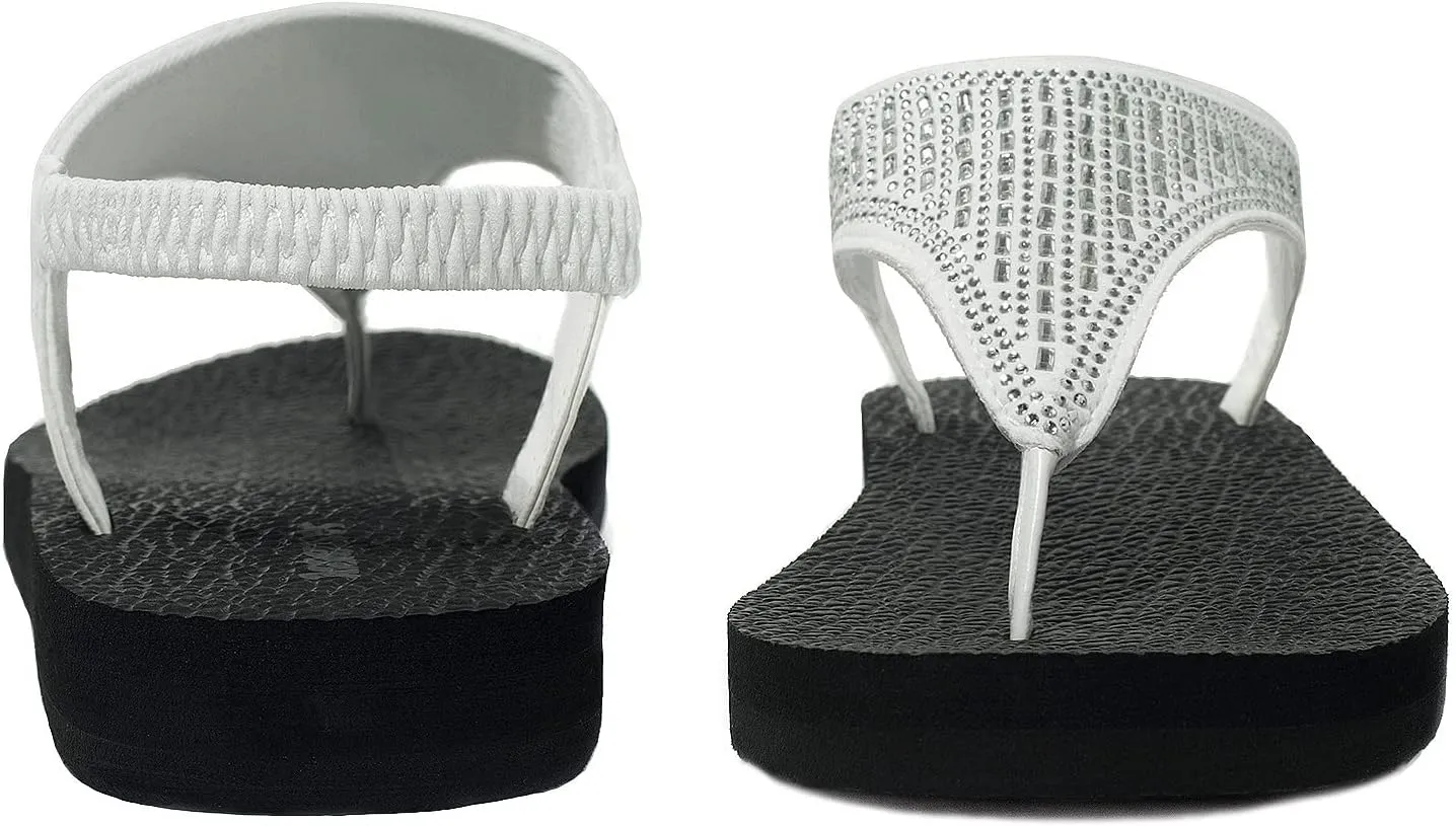 Women's Yoga Mat Flat Sling Sandals Slingback Rhinestone Flip Flops Sandal