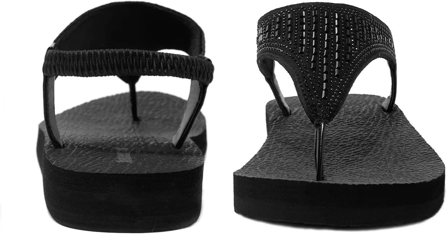Women's Yoga Mat Flat Sling Sandals Slingback Rhinestone Flip Flops Sandal