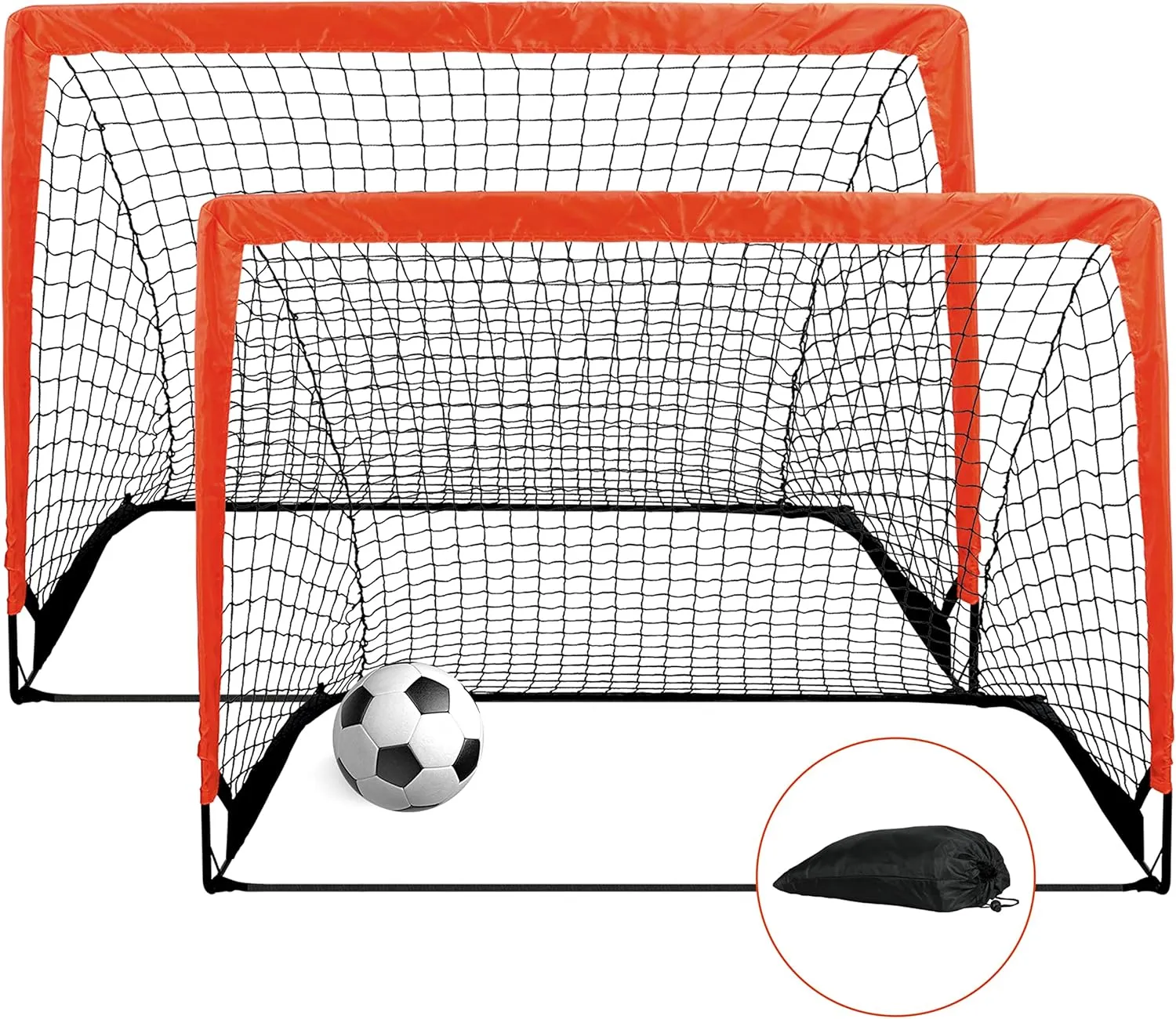 YSSOA 2 Set 4'x3' Portable Soccer Goals for Backyard Pop Up Folding Soccer Net with Carry Bag, Perfect for Youth, Adult, Games or Practice