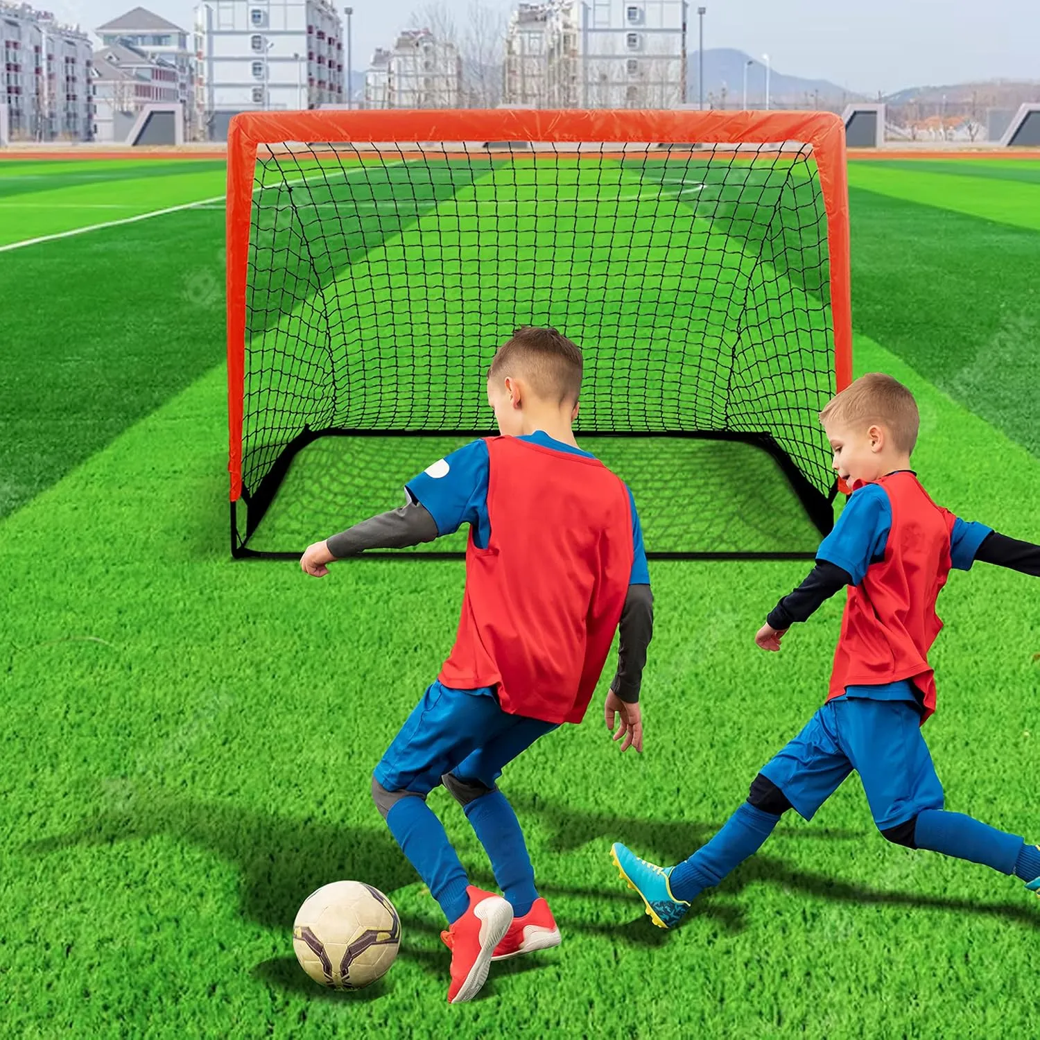 YSSOA 2 Set 4'x3' Portable Soccer Goals for Backyard Pop Up Folding Soccer Net with Carry Bag, Perfect for Youth, Adult, Games or Practice