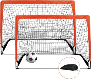 YSSOA 2 Set 4'x3' Portable Soccer Goals for Backyard Pop Up Folding Soccer Net with Carry Bag, Perfect for Youth, Adult, Games or Practice