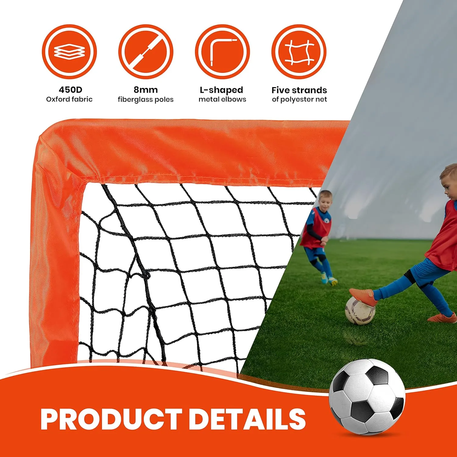 YSSOA 2 Set 4'x3' Portable Soccer Goals for Backyard Pop Up Folding Soccer Net with Carry Bag, Perfect for Youth, Adult, Games or Practice