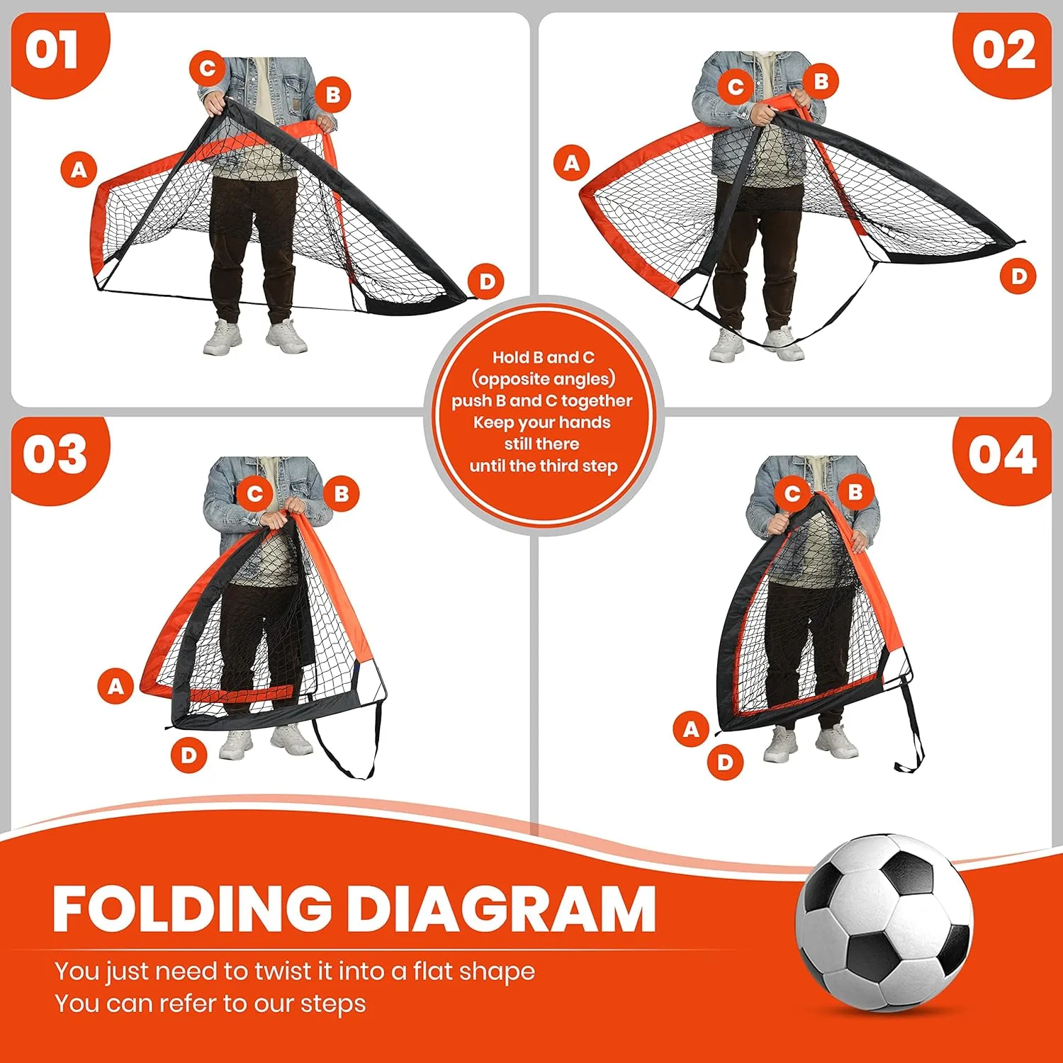 YSSOA 2 Set 4'x3' Portable Soccer Goals for Backyard Pop Up Folding Soccer Net with Carry Bag, Perfect for Youth, Adult, Games or Practice