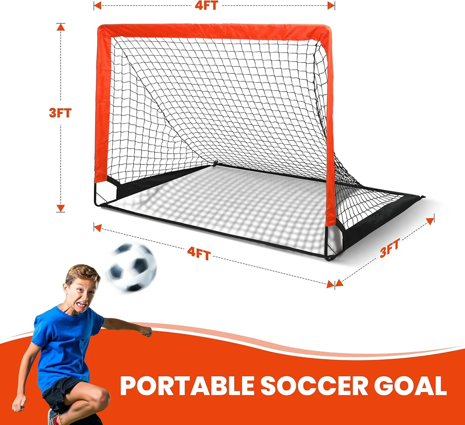 YSSOA 2 Set 4'x3' Portable Soccer Goals for Backyard Pop Up Folding Soccer Net with Carry Bag, Perfect for Youth, Adult, Games or Practice