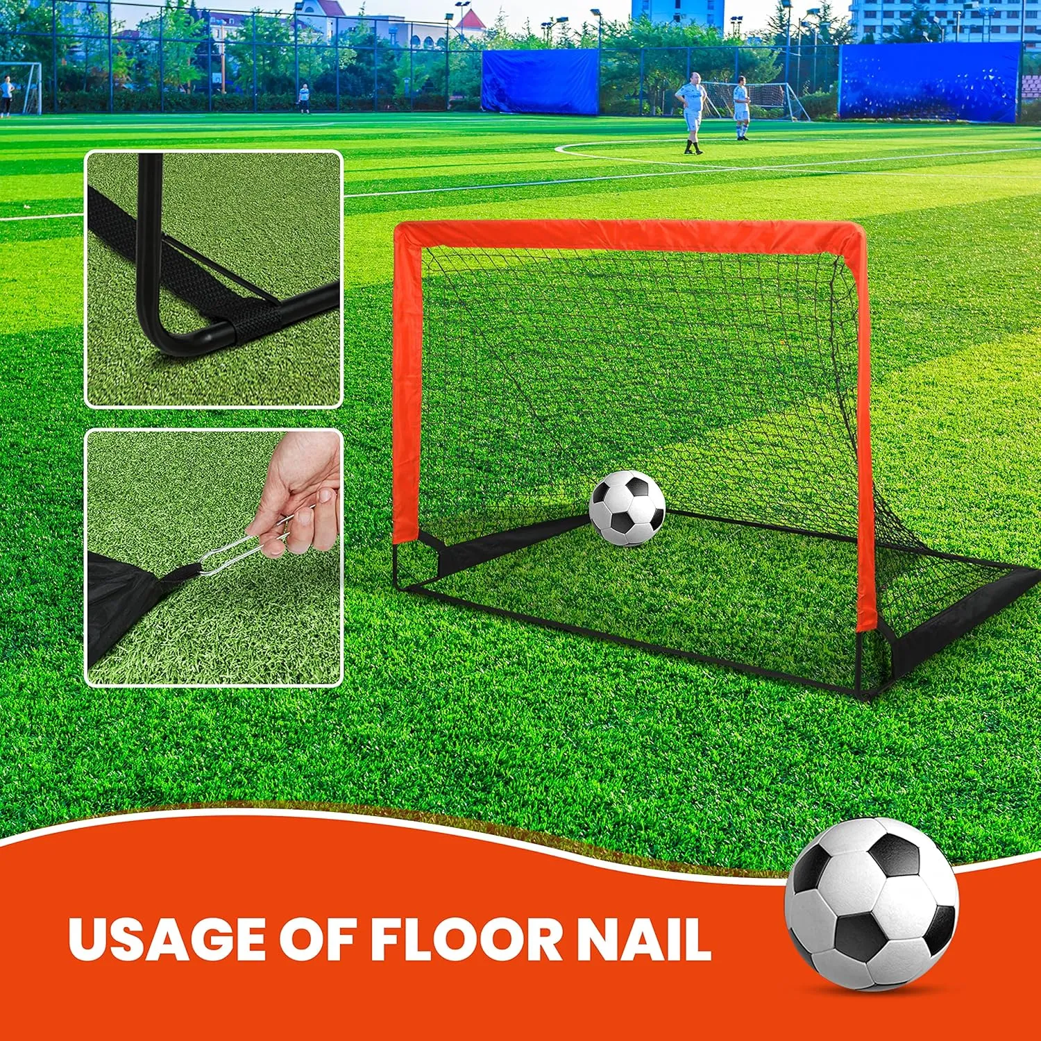 YSSOA 2 Set 4'x3' Portable Soccer Goals for Backyard Pop Up Folding Soccer Net with Carry Bag, Perfect for Youth, Adult, Games or Practice