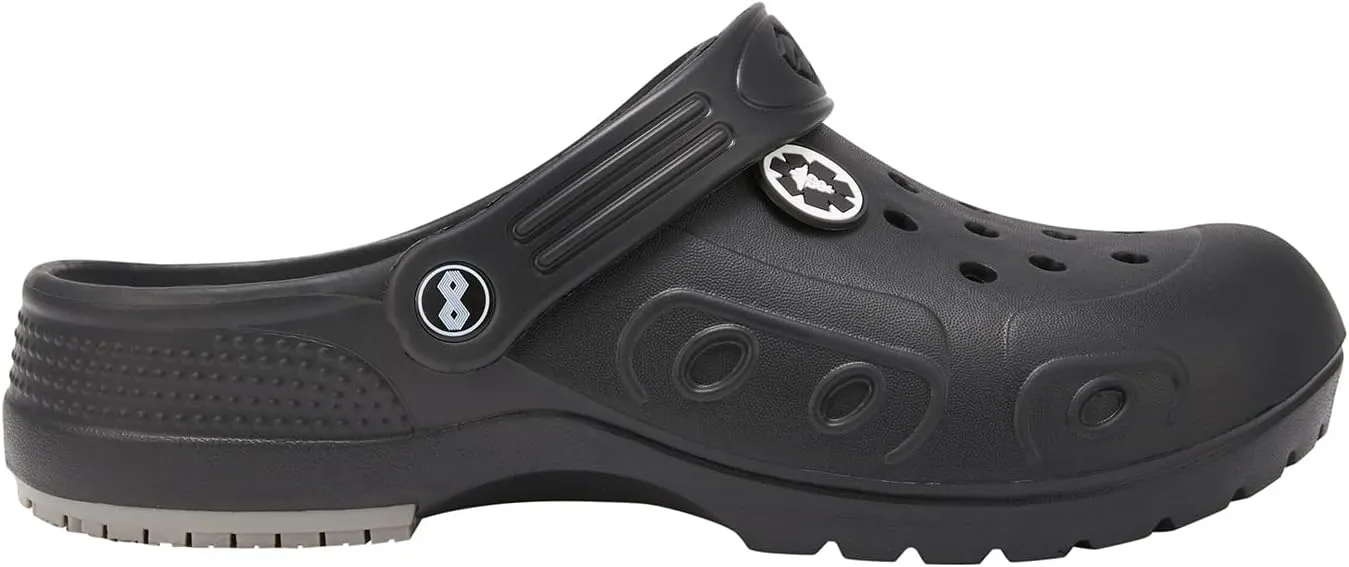 YUNGPRIME Women's Black Solid Clogs - Work (Indoor) - Adults - Flat Heel - Adjustable Strap - Waterproof