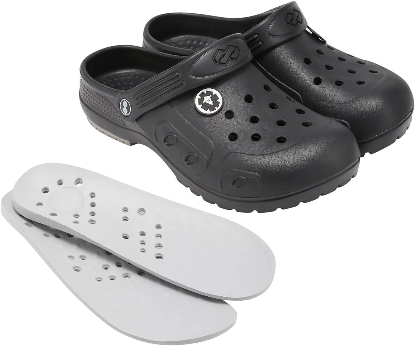YUNGPRIME Women's Black Solid Clogs - Work (Indoor) - Adults - Flat Heel - Adjustable Strap - Waterproof