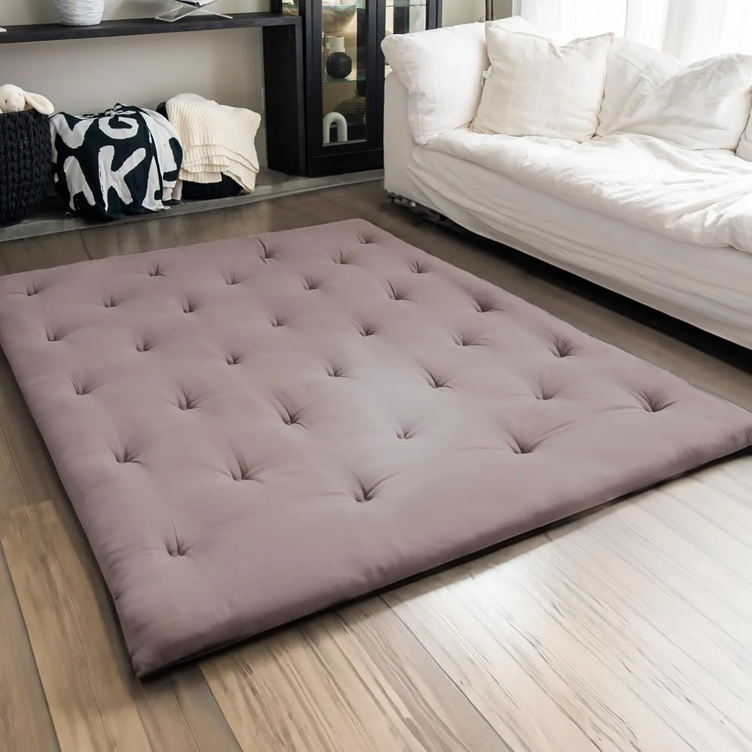 ZonLi Japanese Floor Futon Mattress Queen Size 60"x 80",100% Cotton 2.5'' Thicken Tatami Mattress,Foldable Sleeping Pad,Portable Dormitory Tatami Mat,Roll Up Floor Lounger Bed for Adult (Grey)